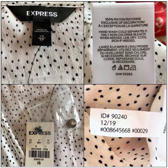 *NEW WITH TAGS* Polka Dot Flutter Sleeve Tie-Front Blouse by Express - Size XS - Picture 16 of 16